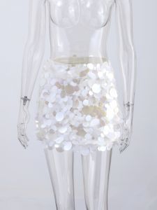 Solid Short Sequined Dropped Mini Womens Skirt Low Waist Zippers Fashion Streetwear Lady 2026 Summer Casual Female Dress