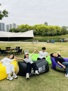 Inflatable Sofa Couple Camping Music Festival Outdoor Picnic BBQ Leisure Furniture Air Bed Double Layer for Hiking Traveling