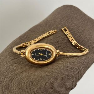 Sunlifex Vintage Oval Diamond Edge Womens Watch Elegant Luxury Chain Style Bracelet Watch Quartz Movement Metal Strap
