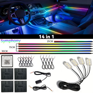 Led Streamer Car Decorative Ambient Light RGB 64 213 Color One Zone Dual Zone Symphony Acrylic APP Atmosphere Foot Lamp Kit