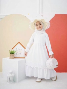 CHIEKY - NEW DRESS AMEENA KIDS USAI 1- 10 TAHUN / GAMIS ANAK PEREMPUAN POLOS MODEL KERUT