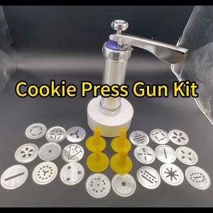 21pcs/set Cookie Press Gun Kit Stainless Steel Biscuit Press for DIY Biscuit Maker and Decoration