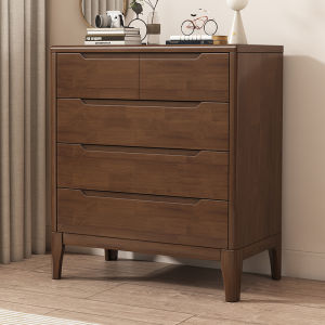 Scandinavian Style Solid Wooden Wardrobe for Living Room and Bedroom Storage Integrated Structure Rubber Wood Material