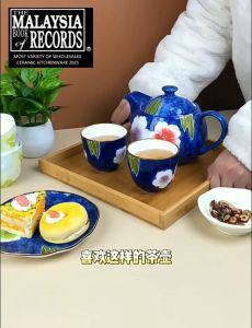 🔥Ready Stock🔥 Japanese-Style Seto-ware Teapot & Tea Cups Traditional Floral Flowers Design Gathering/Dinner Drinkware