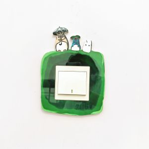 Modern Minimalist Cartoon Beige Squirrel Switch Sticker Wall Decorative Paste Protect Socket Cover Blessing Design Home Decor