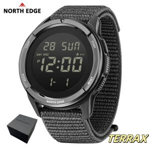 NORTH EDGE TERRAX Watches for Man Outdoor Sports Swimming Waterproof 50M Stopwatch Countdown Luminous Men Watch Gift Box Reloj
