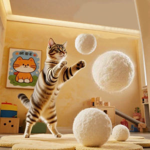 Cat toy silent wool ball cats self pleasure boredom relief toy chasing prey ball teasing cat stick grinding teeth durable bite