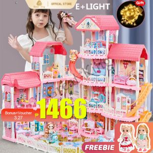 Great-King Promotion Girls Toys DIY Dollhouse Set Simulation Furniture Princess Dream House best for birthday Christmas gifts