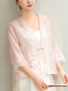 New Chinese Style Improved Cheongsam Loose Fit Slimming Tang Suit Top New National Trend Hanfu Womens Fashion Spring 2025