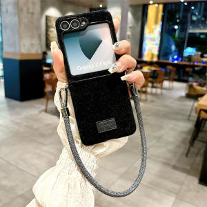 Samsung ZFlip6 Plush Side Buckle Phone Case New Fashion Autumn Winter Protective Cover ZFlip5 Corded Mens Creative Personalized