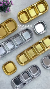 Mama Cooking - ถ้วยน้ำจิ้มสแตนเลส ฟู้ดเกรด ถ้วยใส่น้ำจิ้ม ถ้วยน้ำจิ้ม 1 ช่อง 2 ช่อง 3 ช่อง 4 ช่อง แข็งแรง น้ำหนักเบา
