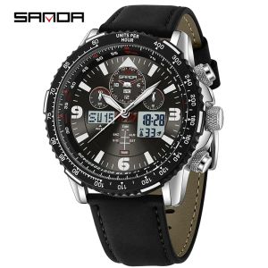 Sanda | SANDA Fashion New Quartz Watches for Man 5Bar Waterproof LED Luminous Multifunctional Chronograph Military Sports Man Watch
