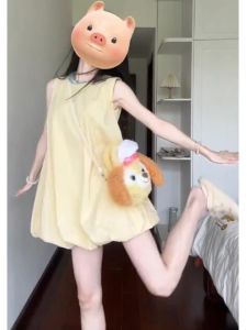 CHANGTONG | Advanced Sleeveless Summer Dress Small Size Puff Skirt