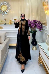Gamis abaya Turki terbaru mewah FAZIRA series Motif Sayap Beludru Import premium