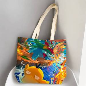 Bandai | Pokemon Hoenn Starters Storage Bags Tote Bag Travel Summer Beach Shoulder Bag Reusable Grocery Shopping Bag Anime Artwork