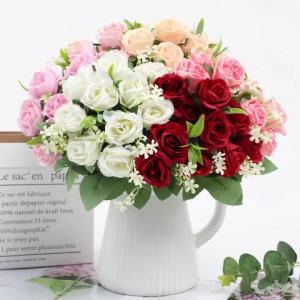 1Pc Artificial Flowers Silk Roses Bundle High Quality Scrapbooks Festival Wedding Outdoor Garden Party Room Room Vase GiftDecora
