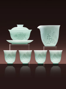 JINGDEZHEN | Ceramic Tea Set Kit High-end Gongfu Style Jingdezhen New Gift Box