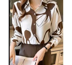 Kemeja silk motif korean cantik terbaru 656 / pakaian atasan wanita dewasa simpel elegan terlaris