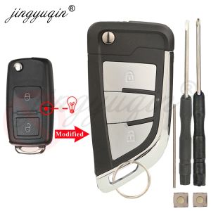 Modified Flip Car Key Shell for VW Volkswagen Tiguan Touran Golf B5 Caddy Passat Jetta Beetle Polo Seat Ibiza Skoda Fabia Superb