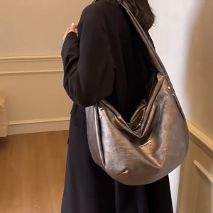 EchoBliss  กระเป๋าโท้ทความจุขนาดใหญ่หรูหราสำหรับผู้หญิงกระเป๋าสะพายดีไซน์เรียบง่ายทันสมัย