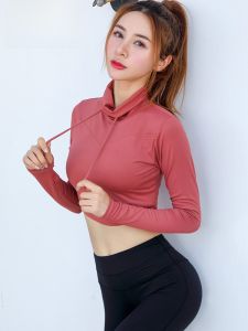 เสื้อยืดโยคะแขนยาวสำหรับผู้หญิง WONTTO ทรงเข้ารูป ทรงสลิมฟิต ชุดออกกำลังกาย ผ้าฝ้ายผสมโพลีเอสเตอร์ ชุดออกกำลังกายแบบมีเชือกผูก