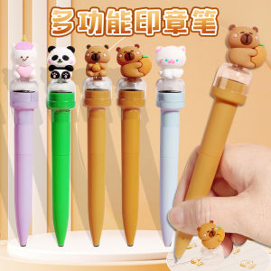 Creative Childrens Neutral Pen with Stamp Panda Design Fun Toy for Girls And Boys Capella Brand Black Ink Rotating Closure