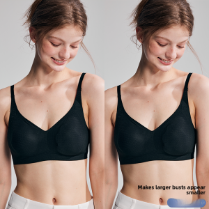 miiow | Lightweight Womens Bra Soft Support Fixed Strap Cooling Mint Latex Gathered Underwear V-Neck 3/4 Cup No Steel Ring Summer