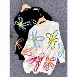 NANDO ATASAN BLOUSE WANITA OVERSIZED FLOWER BUNGA BORDIR LENGAN PANJANG FASHIONABLE