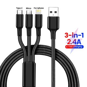 3-in-1 USB ชาร์จไฟรวดเร็ว ชนิด-C USB สำหรับ iPhone 14/13 Pro/Samsung/Xiaomi สำหรับการเก็บข้อมูลหัวไลท์นิ่งขนาดเล็ก