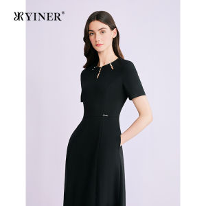 Lace Trim Round Neck Acetate Blend Dress