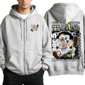 Bandai | One Piece Gear 5 Luffy Cartoon Graphic Zip Up Hooded Jacket Men Women Casual Streetwear Pullover Sweatshirt Hoodie Spring Autumn