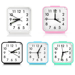 Brifit Clock Quartz Silent Alarm Clock 3x3 inch large dial Luminous hands Lighted buttons Snooze function suitable for the elderly