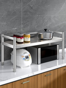 Stainless Steel 304 Kitchen Single Layer Shelf Microwave Oven Rack Stove Cabinet Partition Shelf Storage Organizer