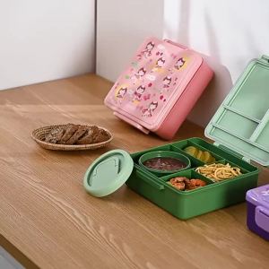 JUSTINLAU | Lunch Box for Kids Cartoon Fruit Salad Bento Box with Tableware Portable Student Office Workers Food Containers Microware Safe