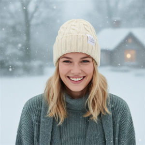 Warm Beanie Woolen Knit Hat for Winter Outdoor Commute Womens Fashionable Hats Soft Adjustable Cap Travel
