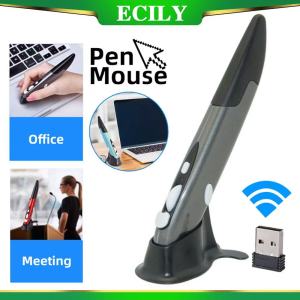 Ecily 2.4G Chuột không dây Bút cá nhân sáng tạo dọc máy tính Stylus USB mô hình thích hợp cho PC máy tính xách tay