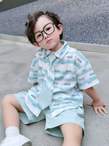 Boys Summer Handsome Shirt Outfit 2024 New Arrival Boys Trendy Cool Summer Clothes Baby Shirt Short Sleeve Two-piece Set