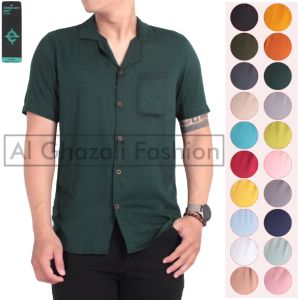 AL GHAZALI FASHION Kemeja lengan pendek polos pria terbaru masa kini kemeja pria kemeja distro
