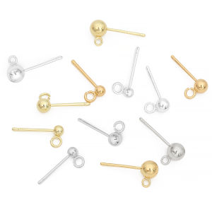 เสริมจิว ลูกปัดลูก บอลทองแดงทองเหลืองชุบ 3-5มม. 2ชิ้น/ถุง 14K พร้อมต่างหูเงิน 925