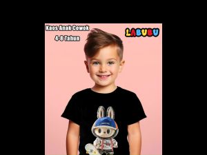 Kaos  Anak -  LABUBU Shirt Oblong Distro Skyblue  Combat  Tebal Premium Vintage Nyaman Lengan pendek jepang gen z merchandise arah cowok cewek Termurah Anime Hitam Combed Pria Sablon Putih Wanita Keren Baju black white