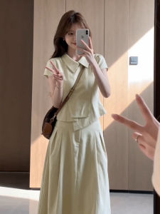 Karrar betsey | Korean Style Unique Beautiful Khaki Color Summer Dress Set