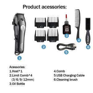 Kemei KM-1596 Adjustable Pet Hair Clipper Long Last Battery Dog Cat Hair Shaver with Brush Combo
