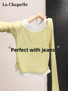 La Chapelle | Color Blocking Two-Piece Long Sleeve T-Shirt Womens Spring-Autumn New Arrival