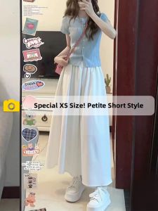 ZIYAN | Short Figure White Midi Skirt A-line Pleated