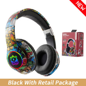 Graffiti Bluetooth Headphones LED Light Game Doodle Wireless Headsets Earphones With Mic For Kids Boy Girl Gift Support TF Card
