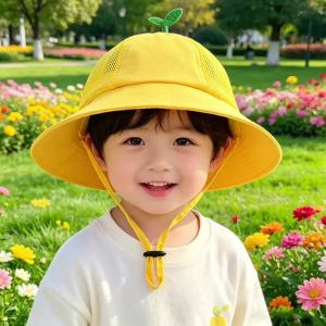 WRELS | Sun Bucket Hat Summer Cute Little Grass Adjustable UPF 50+ Travel Cap Funny Yellow Sun Protection Beach Wide Brim Fisherman Caps