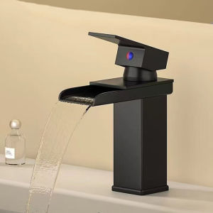 Waterfall Wide Mouth Stainless Steel Faucet Hot and Cold Above Counter Basin Wash Basin Home Bathroom Basin Faucet