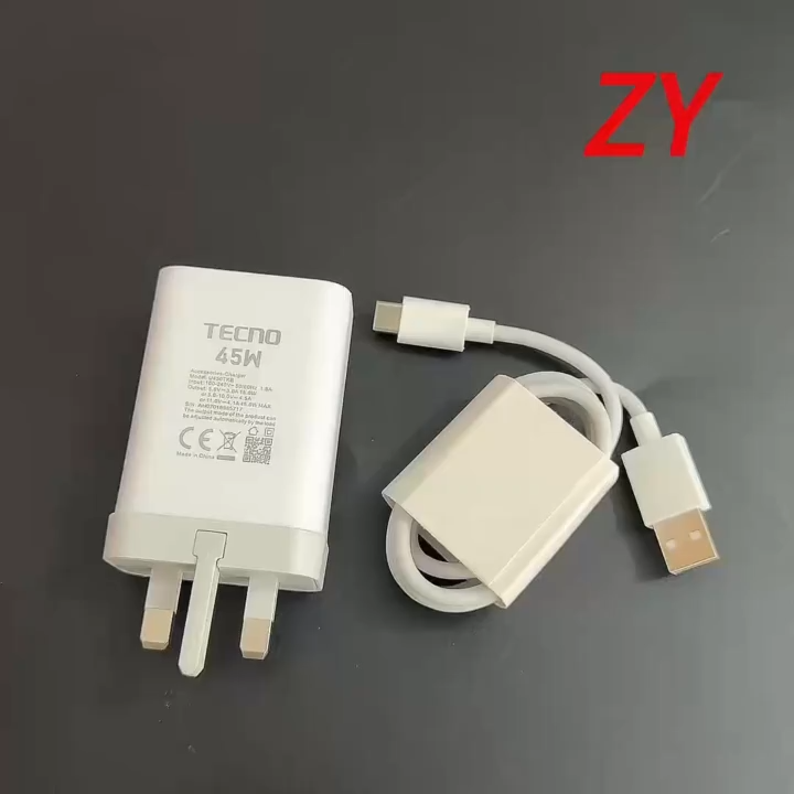 For Tecno 45W UK Charger Super Fast Charging Power Adapter 6A USB C Cable For TECNO Camon 40 30 20 Pro 30S 5G Infinix