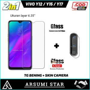 PAKET MURAH 2 IN 1 TEMPERED GLASS ANTI-BLUELIGHT VIVO Y12 / Y15 / Y17 TG ANTI GORES LAYAR - CAMERA LENS - GARSKIN CARBON 3D