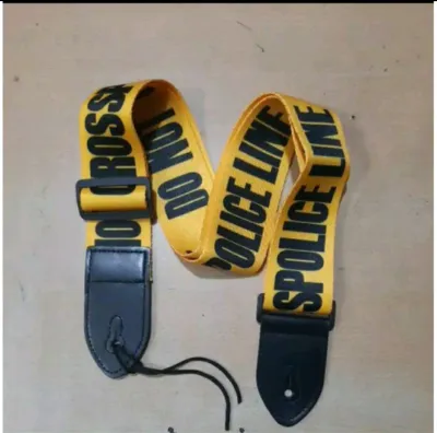 strap gitar motif police line strap gitar akustik elektrik bass
